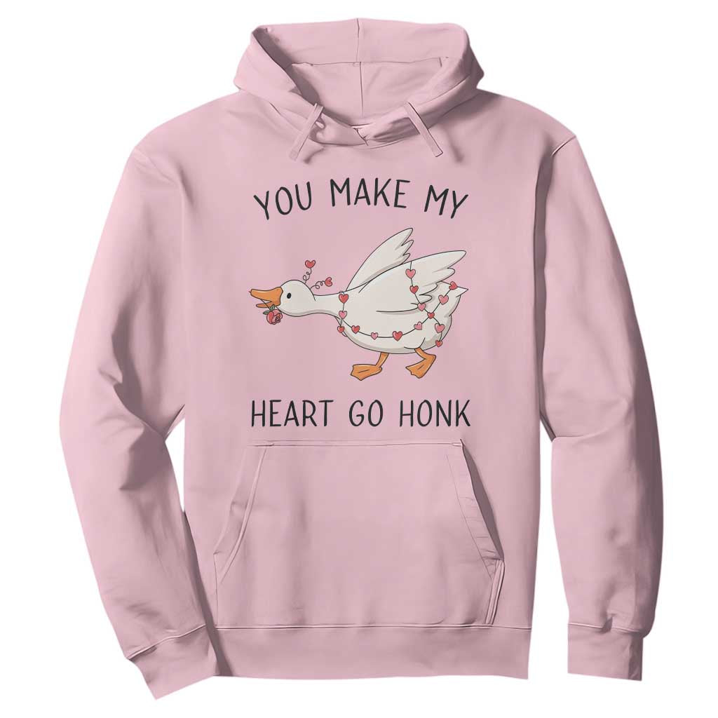 Funny Valentine Goose Hoodie You Make My Heart Go Honk Cute Romantic Gift TS02 Light Pink Print Your Wear