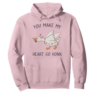 Funny Valentine Goose Hoodie You Make My Heart Go Honk Cute Romantic Gift TS02 Light Pink Print Your Wear
