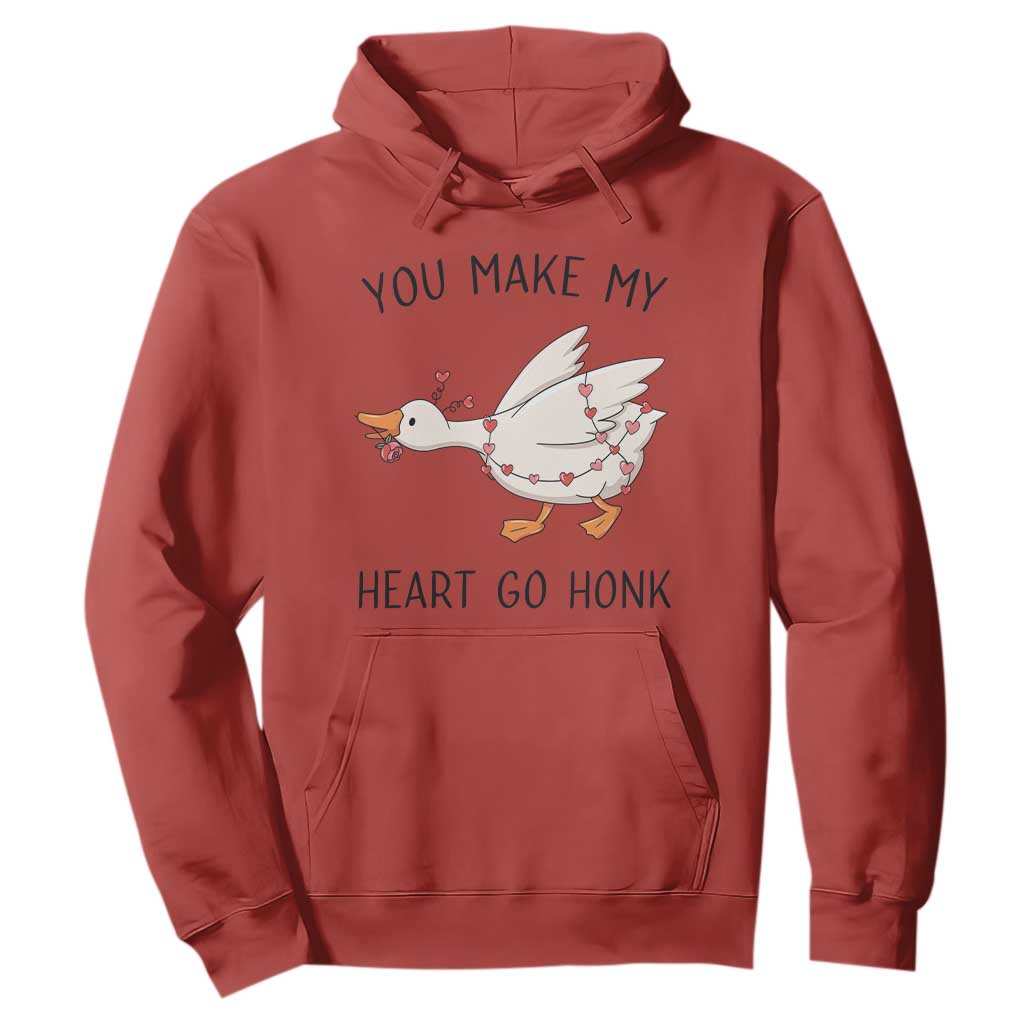Funny Valentine Goose Hoodie You Make My Heart Go Honk Cute Romantic Gift TS02 Red Print Your Wear