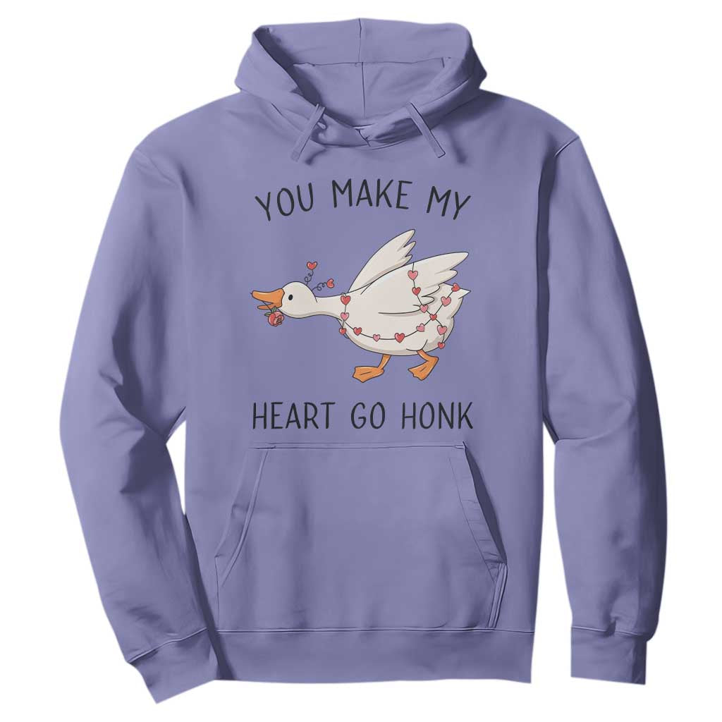Funny Valentine Goose Hoodie You Make My Heart Go Honk Cute Romantic Gift TS02 Violet Print Your Wear