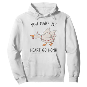 Funny Valentine Goose Hoodie You Make My Heart Go Honk Cute Romantic Gift TS02 White Print Your Wear