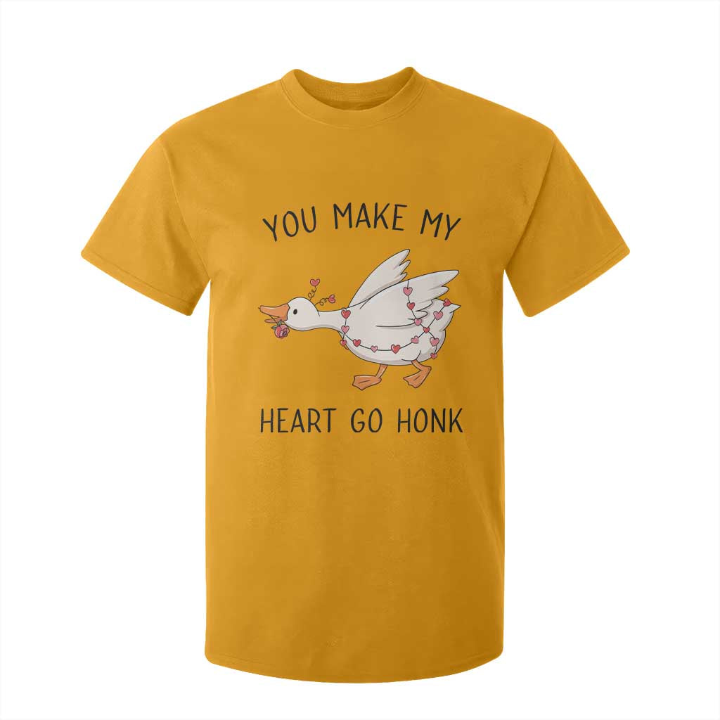 Funny Valentine Goose T Shirt For Kid You Make My Heart Go Honk Cute Romantic Gift TS02 Gold Print Your Wear
