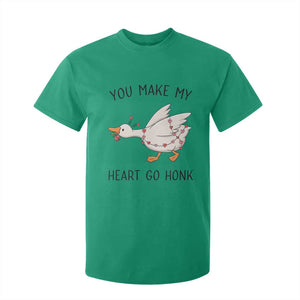 Funny Valentine Goose T Shirt For Kid You Make My Heart Go Honk Cute Romantic Gift TS02 Irish Green Print Your Wear