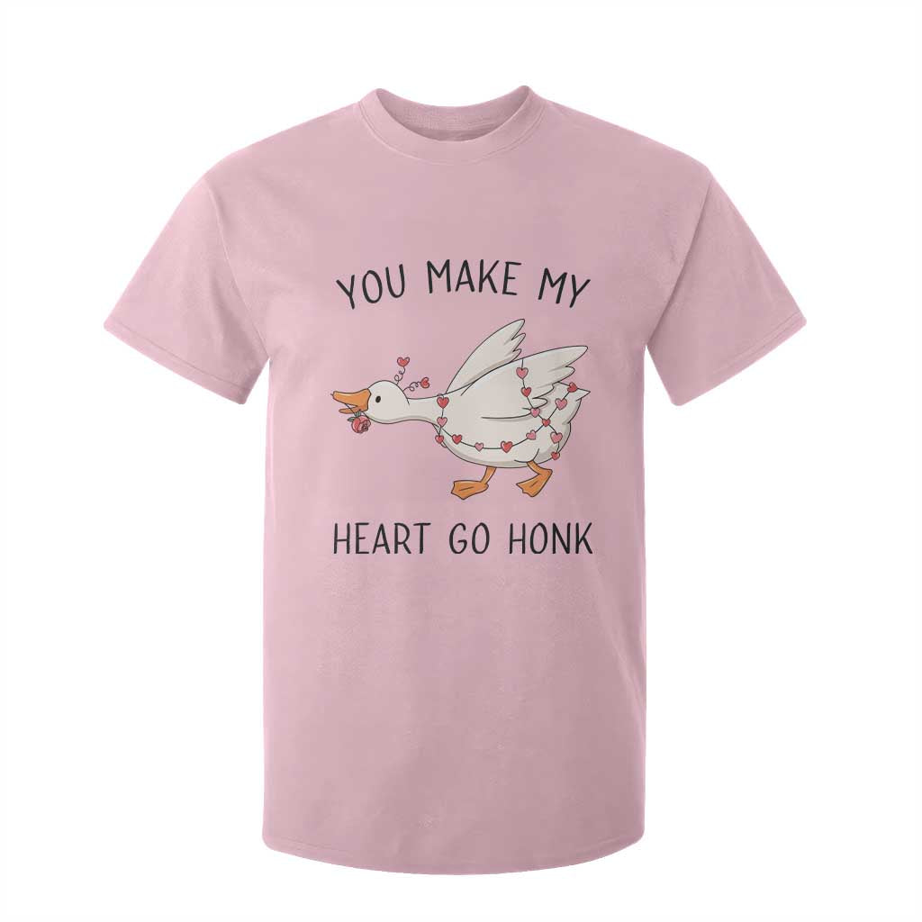 Funny Valentine Goose T Shirt For Kid You Make My Heart Go Honk Cute Romantic Gift TS02 Light Pink Print Your Wear