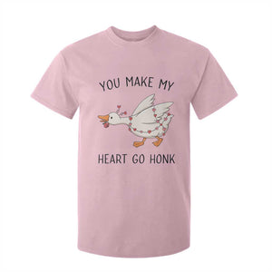Funny Valentine Goose T Shirt For Kid You Make My Heart Go Honk Cute Romantic Gift TS02 Light Pink Print Your Wear
