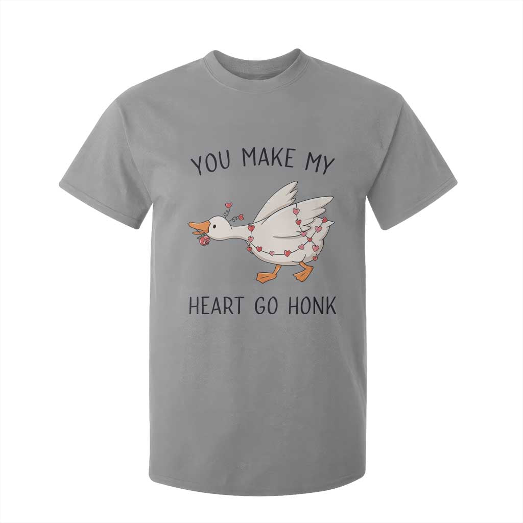 Funny Valentine Goose T Shirt For Kid You Make My Heart Go Honk Cute Romantic Gift TS02 Sport Gray Print Your Wear