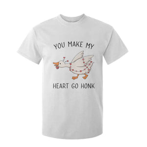 Funny Valentine Goose T Shirt For Kid You Make My Heart Go Honk Cute Romantic Gift TS02 White Print Your Wear