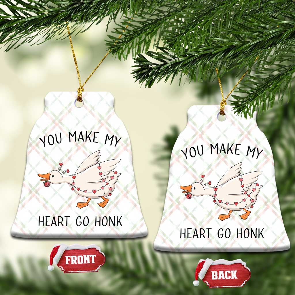 Funny Valentine Goose Ceramic Ornament You Make My Heart Go Honk Cute Romantic Gift TS02 Print Your Wear