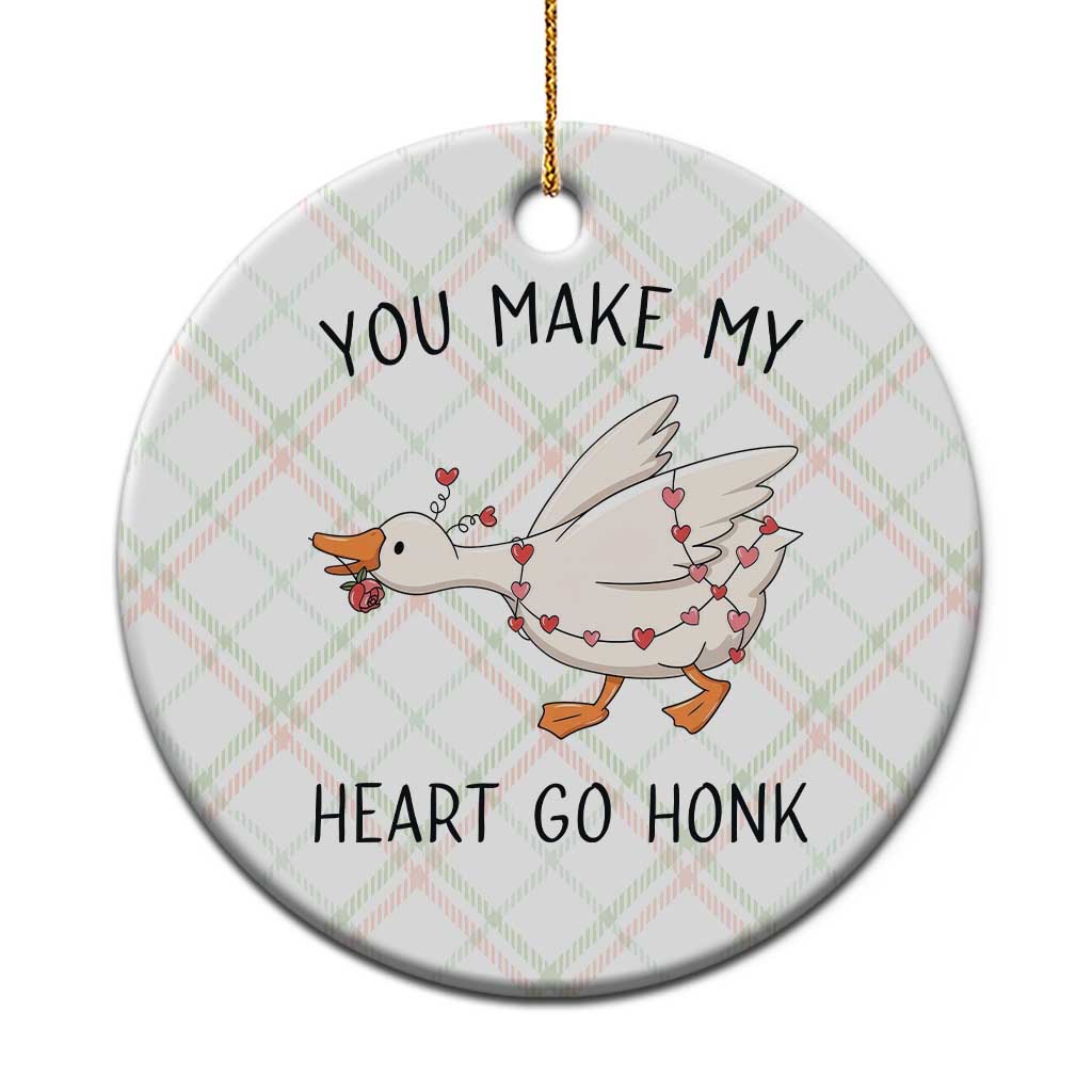 Funny Valentine Goose Ceramic Ornament You Make My Heart Go Honk Cute Romantic Gift TS02 1pc Christmas Plaid Print Your Wear