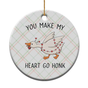 Funny Valentine Goose Ceramic Ornament You Make My Heart Go Honk Cute Romantic Gift TS02 1pc Christmas Plaid Print Your Wear