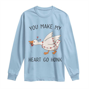 Funny Valentine Goose Long Sleeve Shirt You Make My Heart Go Honk Cute Romantic Gift TS02 Light Blue Print Your Wear