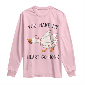 Funny Valentine Goose Long Sleeve Shirt You Make My Heart Go Honk Cute Romantic Gift TS02 Light Pink Print Your Wear
