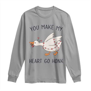 Funny Valentine Goose Long Sleeve Shirt You Make My Heart Go Honk Cute Romantic Gift TS02 Sport Gray Print Your Wear