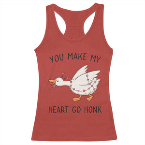 Funny Valentine Goose Racerback Tank Top You Make My Heart Go Honk Cute Romantic Gift TS02 Red Print Your Wear