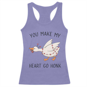 Funny Valentine Goose Racerback Tank Top You Make My Heart Go Honk Cute Romantic Gift TS02 Violet Print Your Wear