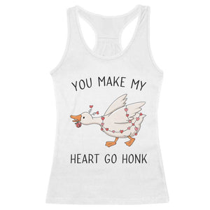 Funny Valentine Goose Racerback Tank Top You Make My Heart Go Honk Cute Romantic Gift TS02 White Print Your Wear