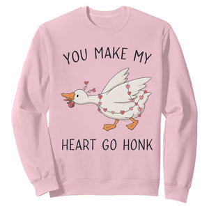 Funny Valentine Goose Sweatshirt You Make My Heart Go Honk Cute Romantic Gift TS02 Light Pink Print Your Wear