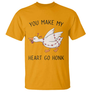 Funny Valentine Goose T Shirt You Make My Heart Go Honk Cute Romantic Gift TS02 Gold Print Your Wear