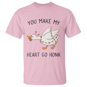 Funny Valentine Goose T Shirt You Make My Heart Go Honk Cute Romantic Gift TS02 Light Pink Print Your Wear