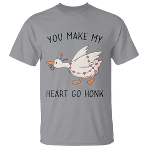 Funny Valentine Goose T Shirt You Make My Heart Go Honk Cute Romantic Gift TS02 Sport Gray Print Your Wear