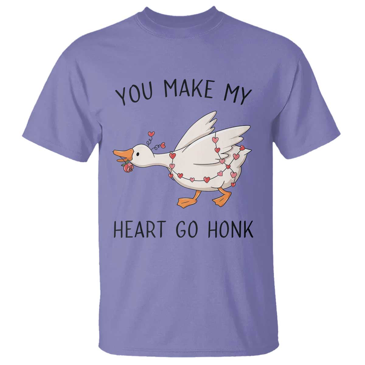 Funny Valentine Goose T Shirt You Make My Heart Go Honk Cute Romantic Gift TS02 Violet Print Your Wear