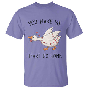 Funny Valentine Goose T Shirt You Make My Heart Go Honk Cute Romantic Gift TS02 Violet Print Your Wear
