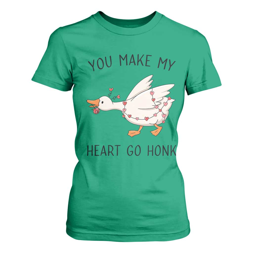 Funny Valentine Goose T Shirt For Women You Make My Heart Go Honk Cute Romantic Gift TS02 Irish Green Print Your Wear