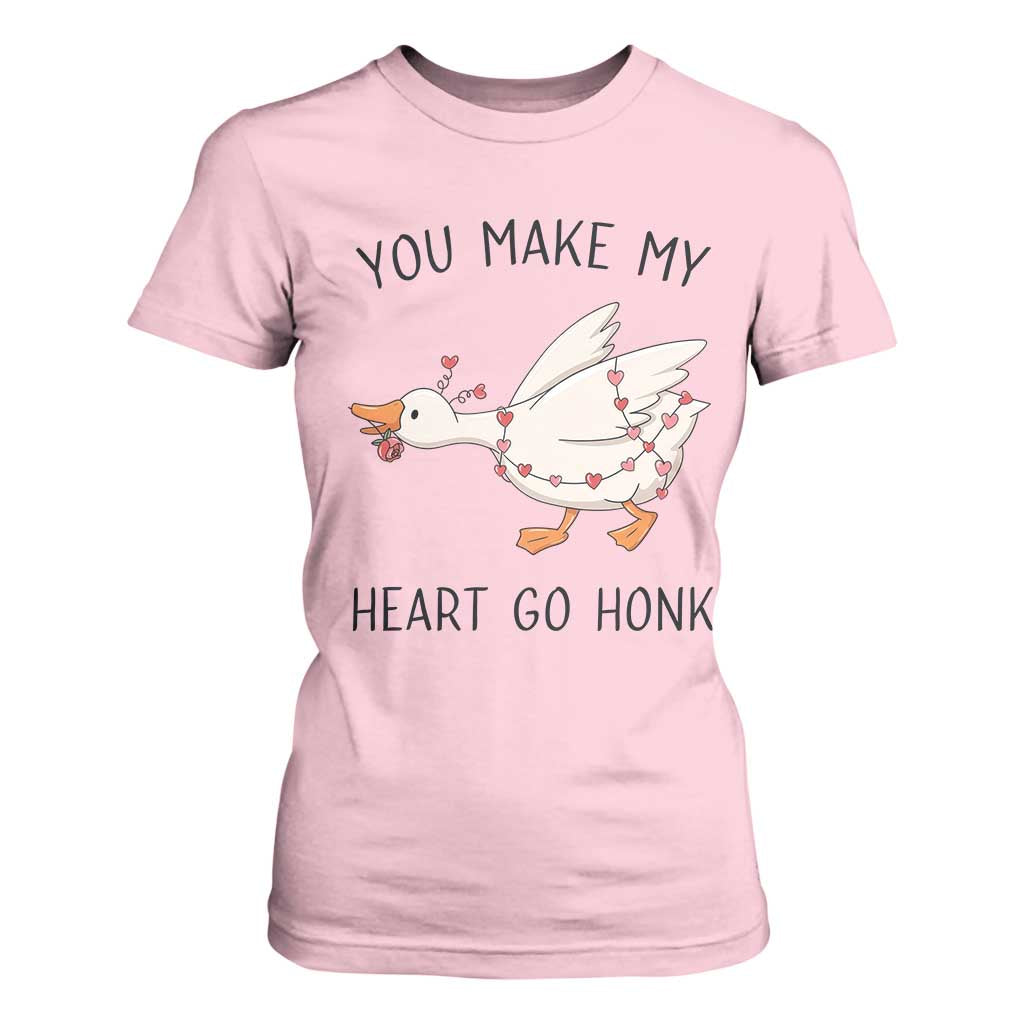 Funny Valentine Goose T Shirt For Women You Make My Heart Go Honk Cute Romantic Gift TS02 Light Pink Print Your Wear