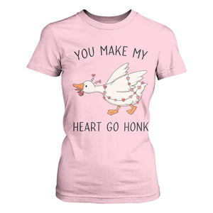 Funny Valentine Goose T Shirt For Women You Make My Heart Go Honk Cute Romantic Gift TS02 Light Pink Print Your Wear