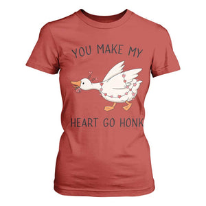 Funny Valentine Goose T Shirt For Women You Make My Heart Go Honk Cute Romantic Gift TS02 Red Print Your Wear