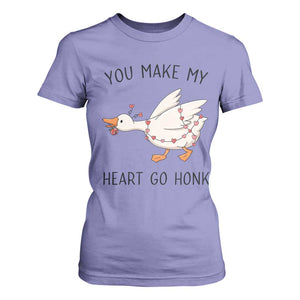 Funny Valentine Goose T Shirt For Women You Make My Heart Go Honk Cute Romantic Gift TS02 Violet Print Your Wear