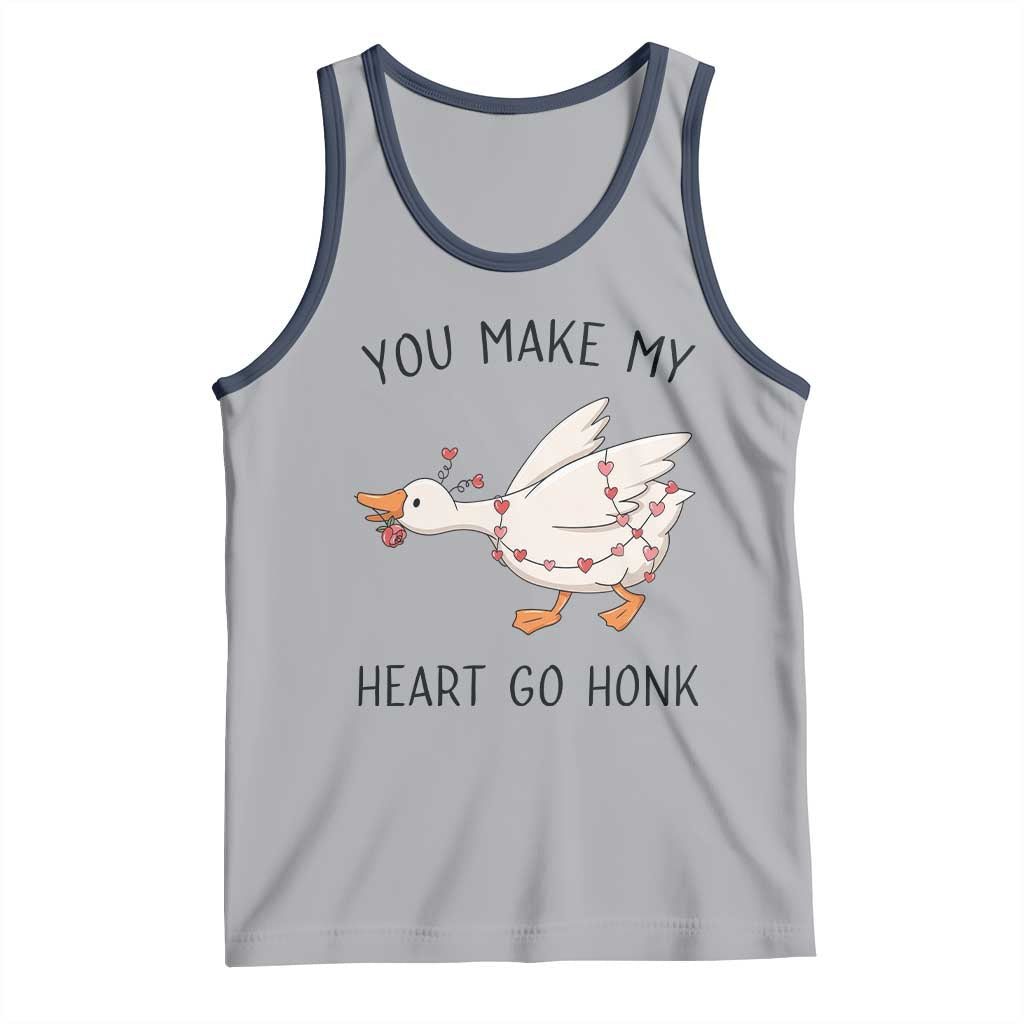 Funny Valentine Goose Tank Top You Make My Heart Go Honk Cute Romantic Gift TS02 Athletic Heather Navy Print Your Wear