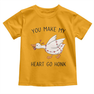 Funny Valentine Goose Toddler T Shirt You Make My Heart Go Honk Cute Romantic Gift TS02 Gold Print Your Wear
