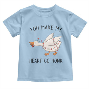 Funny Valentine Goose Toddler T Shirt You Make My Heart Go Honk Cute Romantic Gift TS02 Light Blue Print Your Wear
