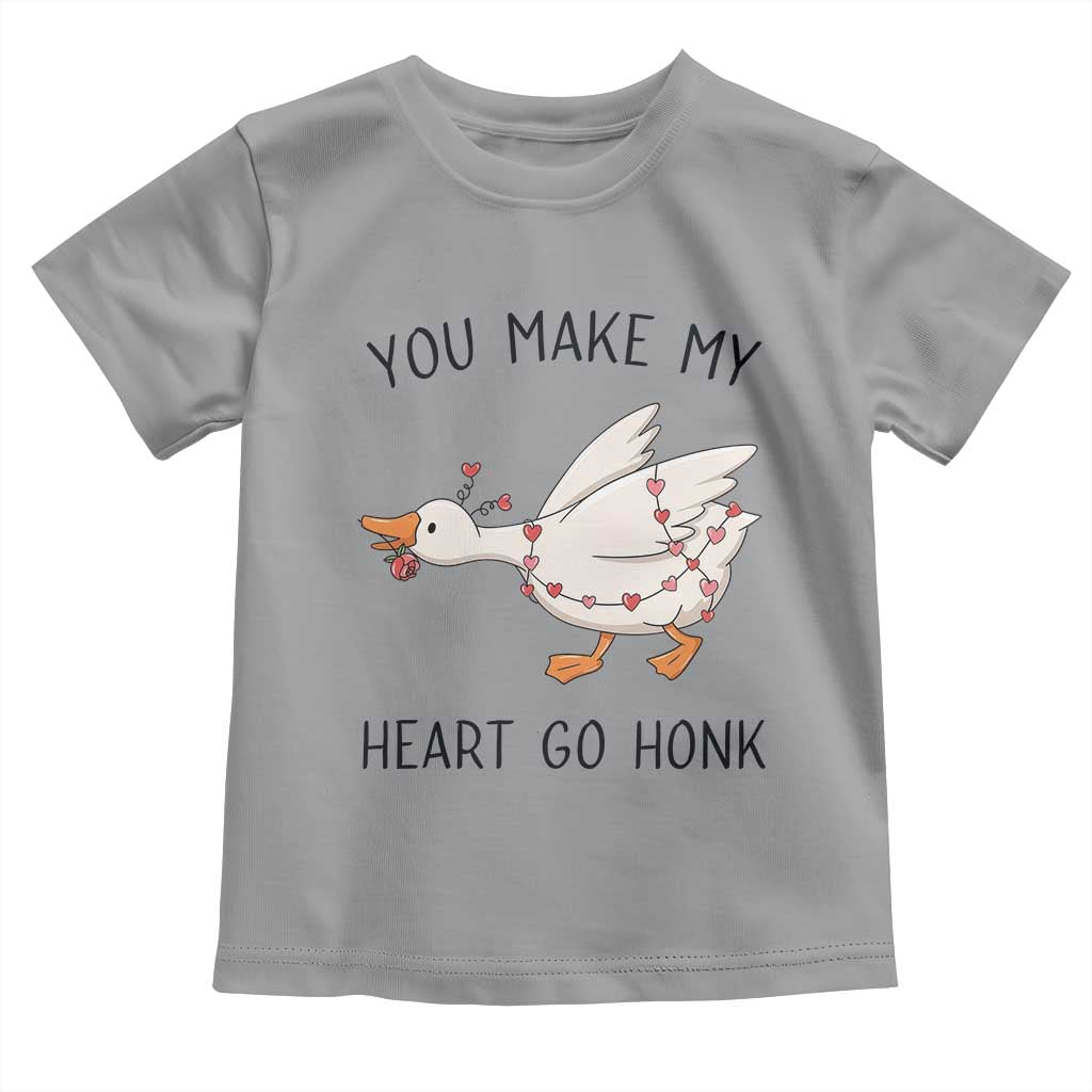 Funny Valentine Goose Toddler T Shirt You Make My Heart Go Honk Cute Romantic Gift TS02 Sport Gray Print Your Wear