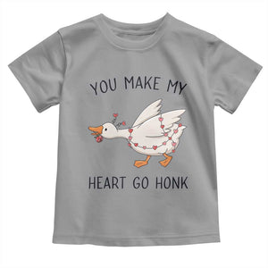 Funny Valentine Goose Toddler T Shirt You Make My Heart Go Honk Cute Romantic Gift TS02 Sport Gray Print Your Wear