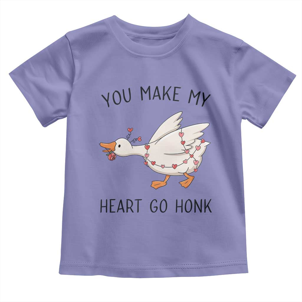 Funny Valentine Goose Toddler T Shirt You Make My Heart Go Honk Cute Romantic Gift TS02 Violet Print Your Wear