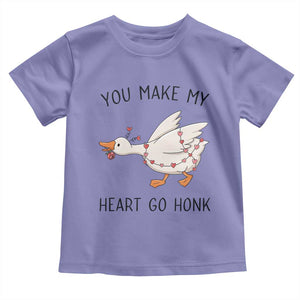 Funny Valentine Goose Toddler T Shirt You Make My Heart Go Honk Cute Romantic Gift TS02 Violet Print Your Wear
