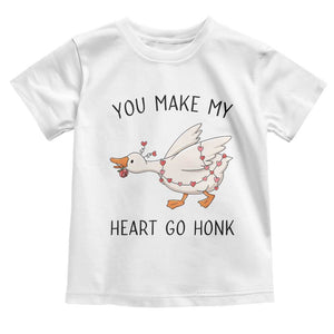 Funny Valentine Goose Toddler T Shirt You Make My Heart Go Honk Cute Romantic Gift TS02 White Print Your Wear