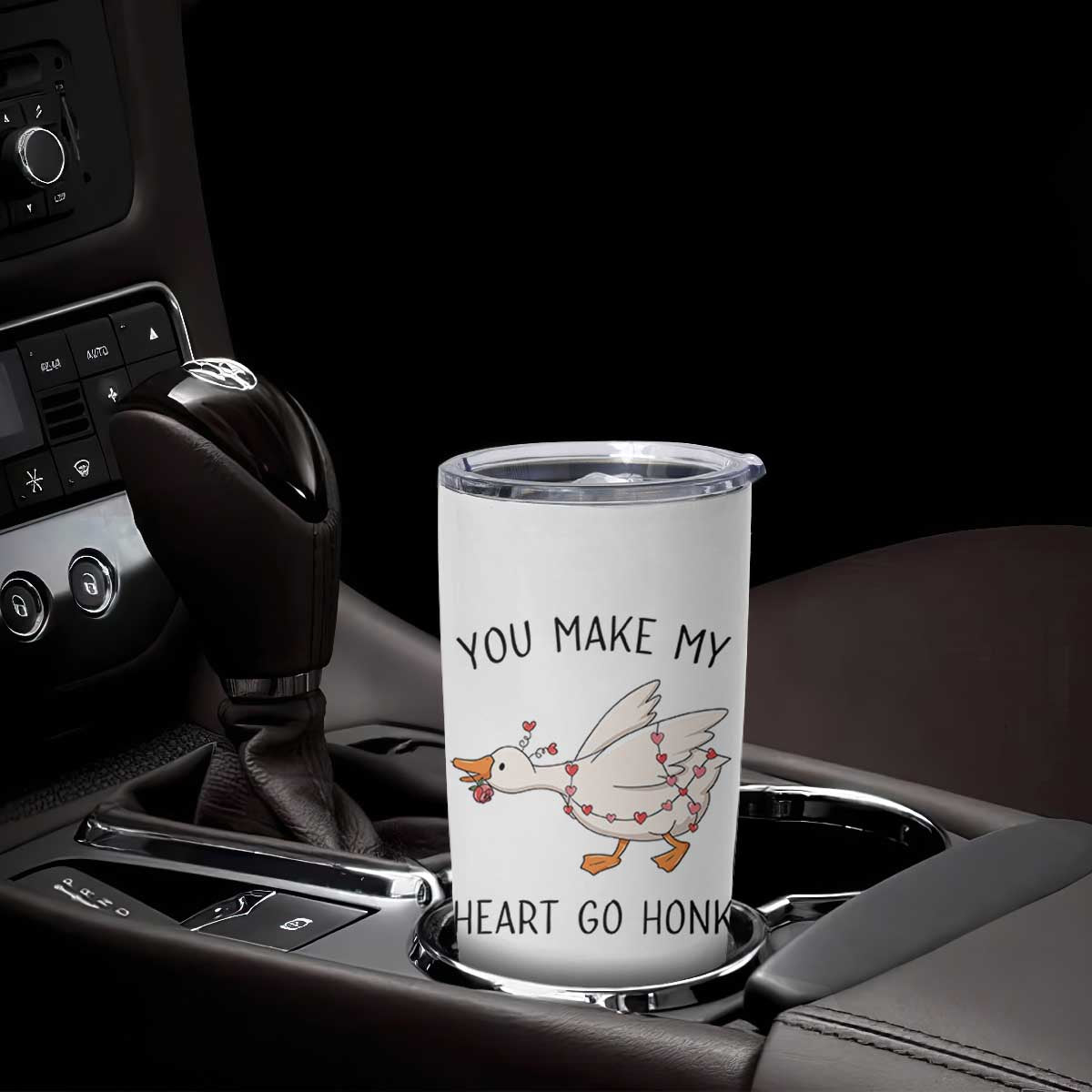 Funny Valentine Goose Tumbler Cup You Make My Heart Go Honk Cute Romantic Gift TS02 Print Your Wear
