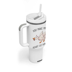 Funny Valentine Goose Tumbler With Handle You Make My Heart Go Honk Cute Romantic Gift TS02 Print Your Wear