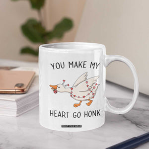 Funny Valentine Goose Coffee Mug You Make My Heart Go Honk Cute Romantic Gift TS02 Print Your Wear