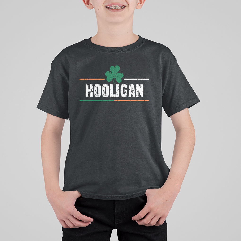 Funny St. Patricks Day Matching T Shirt For Kid Hooligan Irish Shamrock TS02 Black Printyourwear