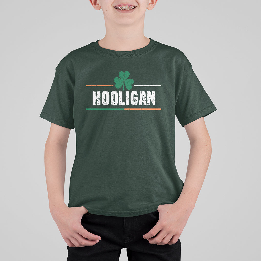 Funny St. Patricks Day Matching T Shirt For Kid Hooligan Irish Shamrock TS02 Dark Forest Green Printyourwear