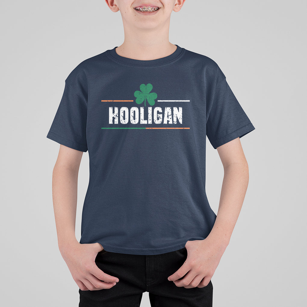 Funny St. Patricks Day Matching T Shirt For Kid Hooligan Irish Shamrock TS02 Navy Printyourwear