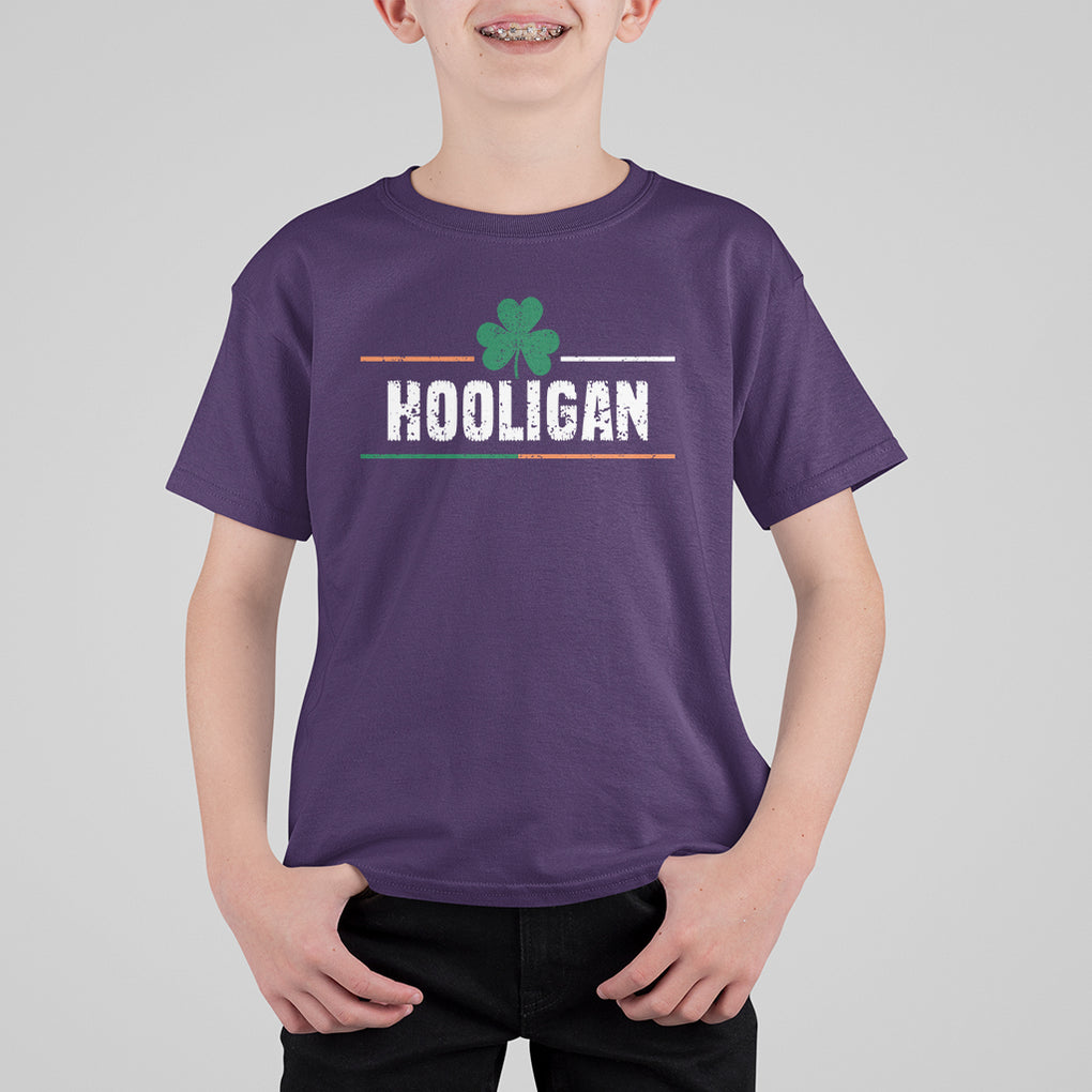 Funny St. Patricks Day Matching T Shirt For Kid Hooligan Irish Shamrock TS02 Purple Printyourwear