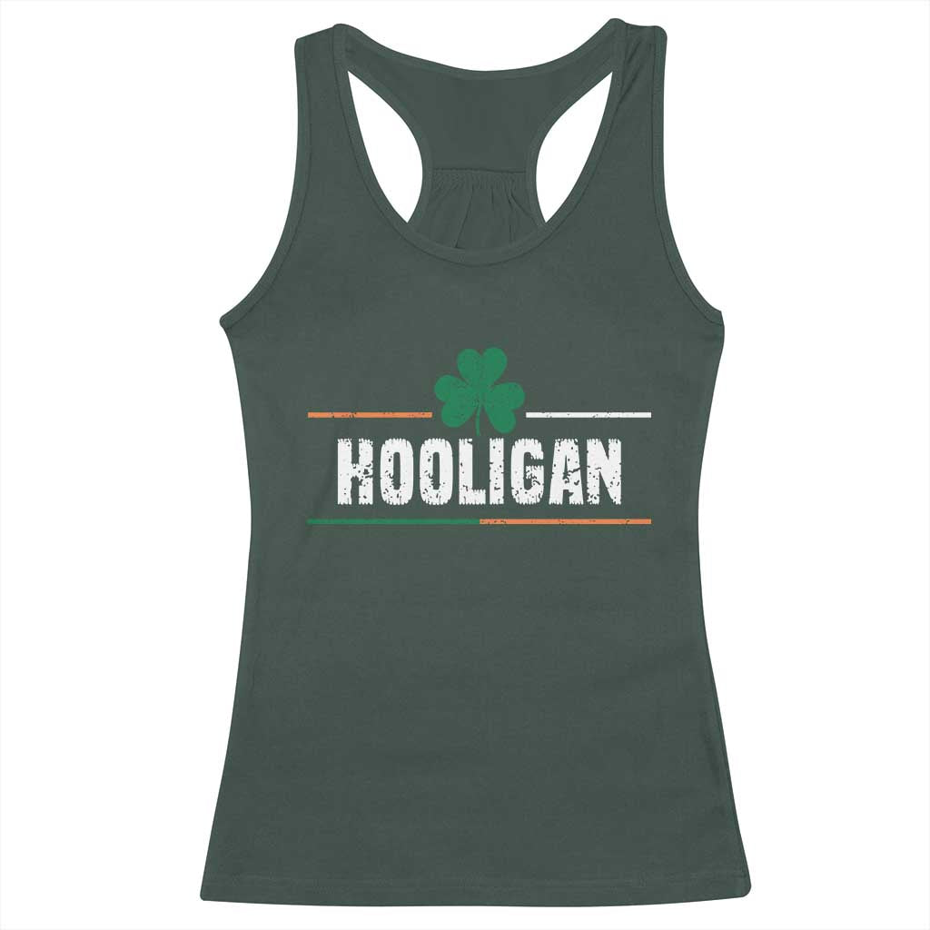 Funny St Patricks Day Matching Racerback Tank Top Hooligan Irish Shamrock TS02 Dark Forest Green Print Your Wear