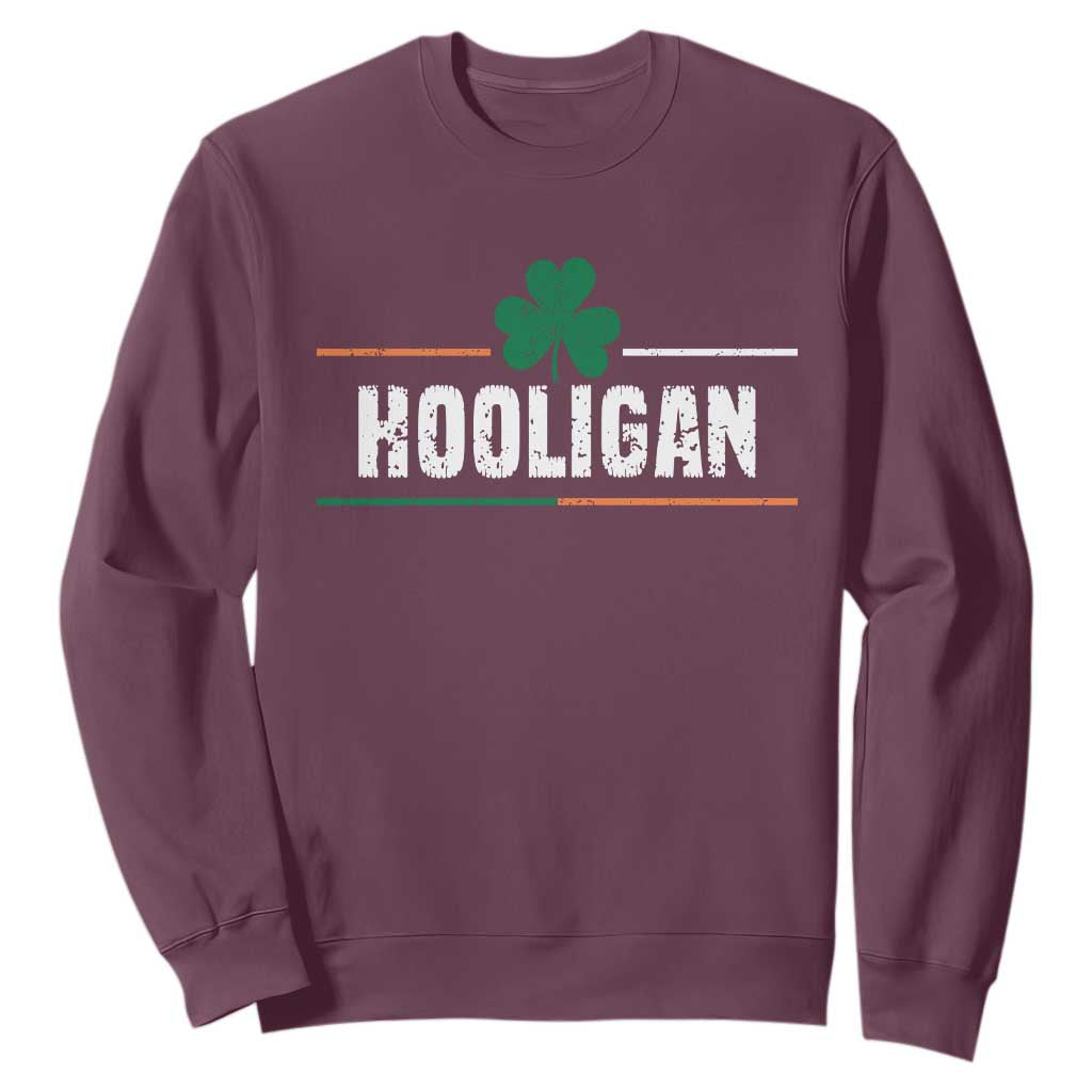 Funny St. Patricks Day Matching Sweatshirt Hooligan Irish Shamrock TS02 Maroon Printyourwear