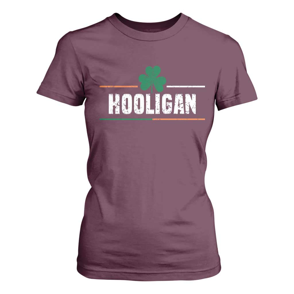 Funny St Patricks Day Matching T Shirt For Women Hooligan Irish Shamrock TS02 Maroon Print Your Wear