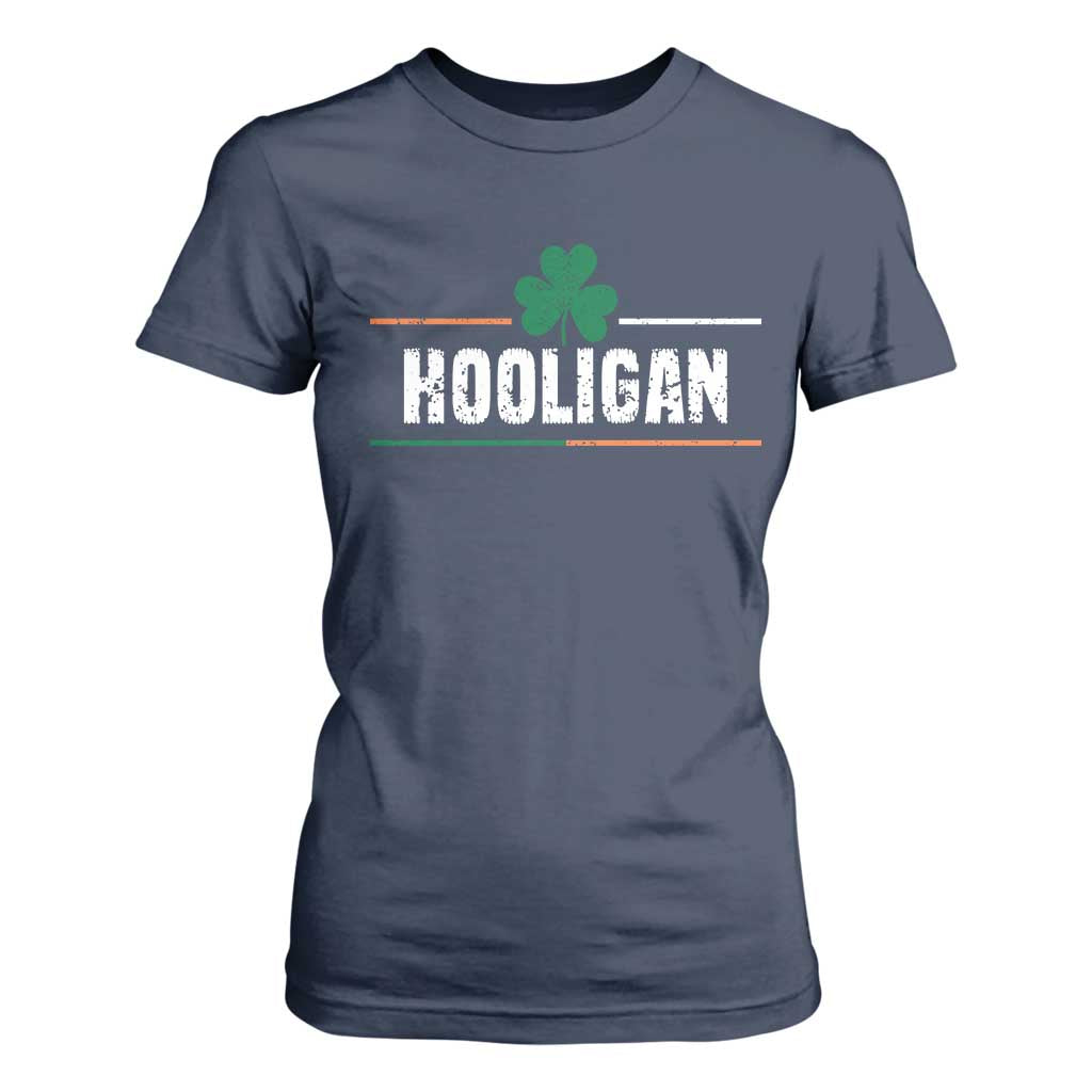 Funny St Patricks Day Matching T Shirt For Women Hooligan Irish Shamrock TS02 Navy Print Your Wear
